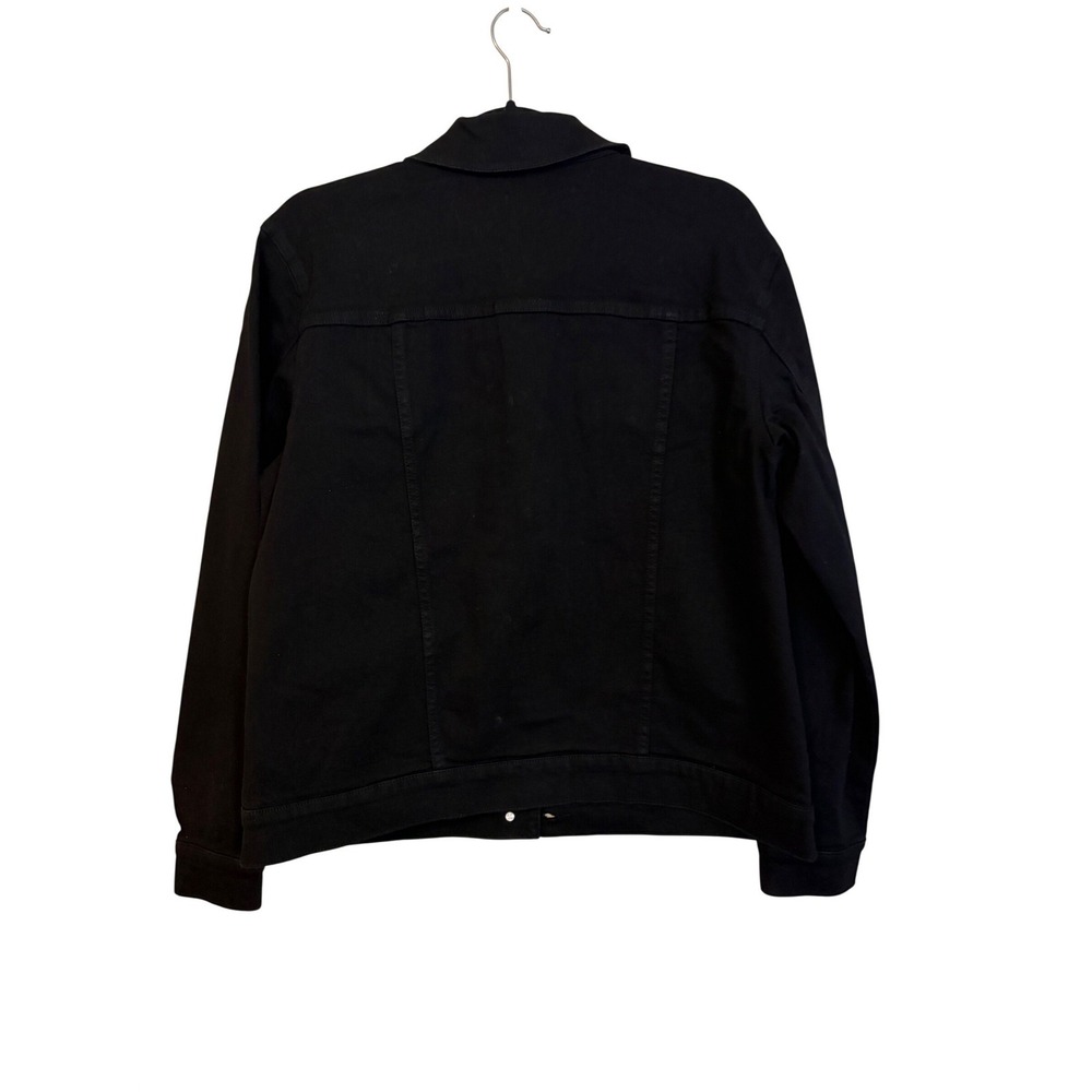 Seven7 Womens Denim Jacket Black Stretch Trucker Coat MY5302BL25 NWT Medium - Picture 3 of 10